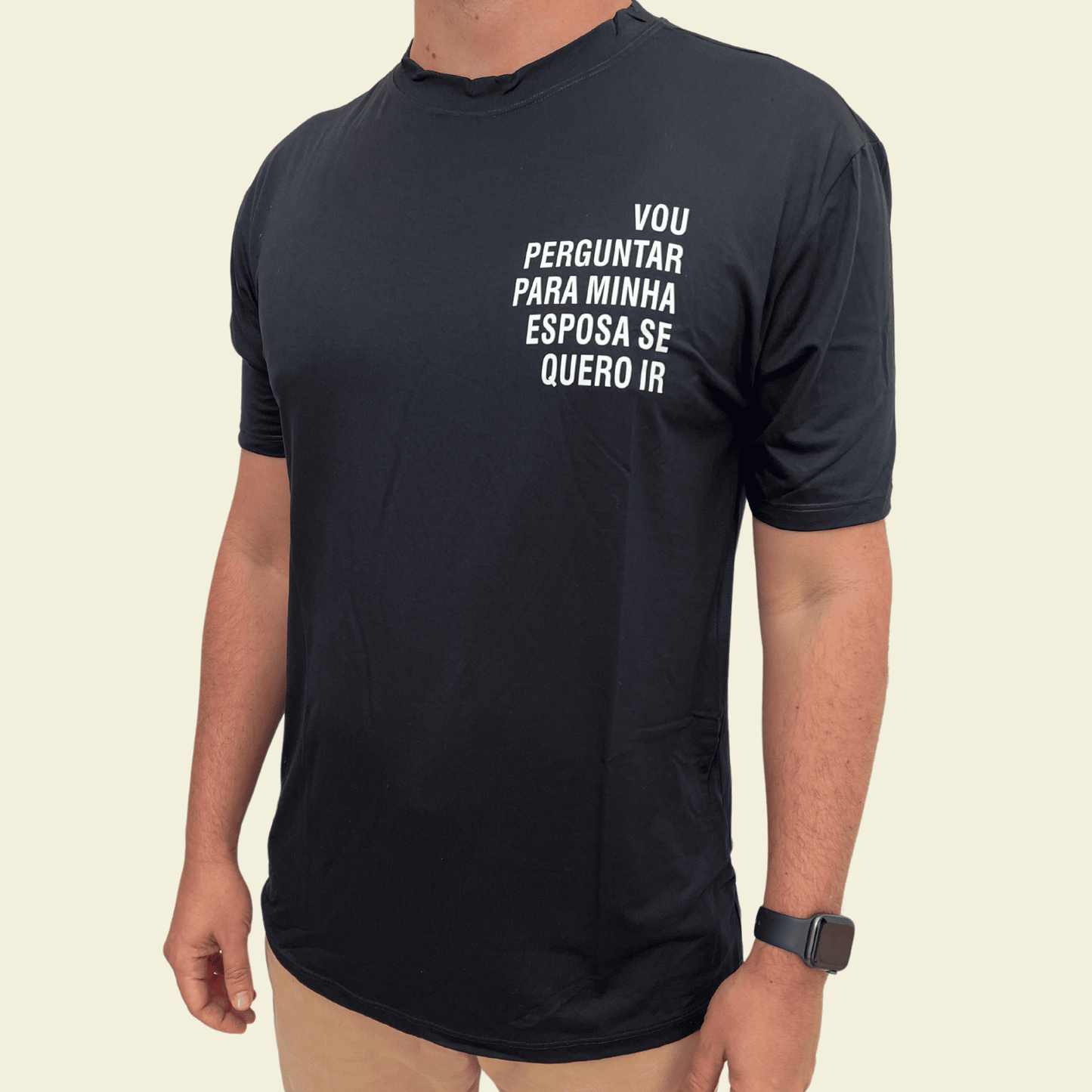 Camiseta Masculina "Vou Perguntar para Minha Esposa Se Quero Ir"